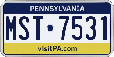 PA license plate MST7531
