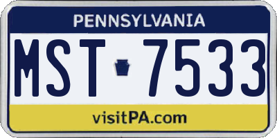 PA license plate MST7533