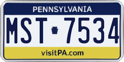 PA license plate MST7534