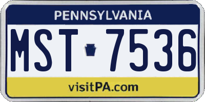 PA license plate MST7536