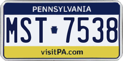 PA license plate MST7538