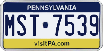PA license plate MST7539