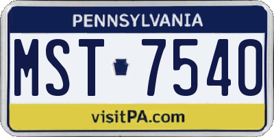 PA license plate MST7540