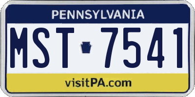 PA license plate MST7541