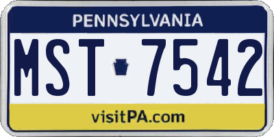 PA license plate MST7542