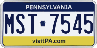 PA license plate MST7545