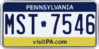 PA license plate MST7546