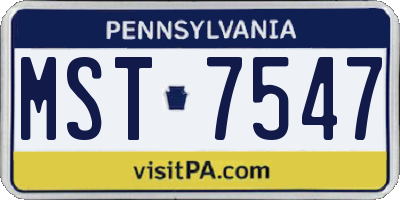 PA license plate MST7547