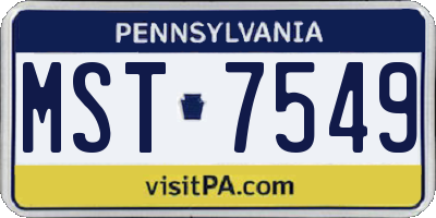 PA license plate MST7549