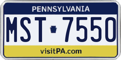 PA license plate MST7550
