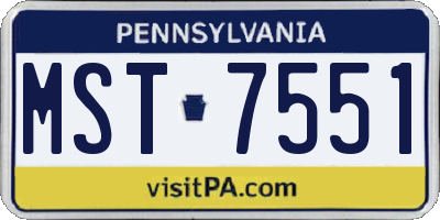 PA license plate MST7551