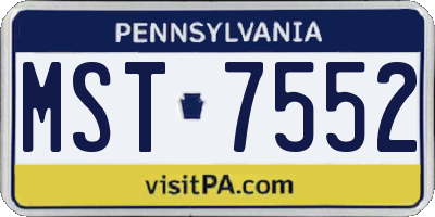 PA license plate MST7552