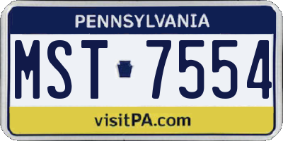 PA license plate MST7554