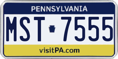 PA license plate MST7555