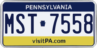PA license plate MST7558