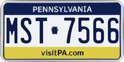 PA license plate MST7566