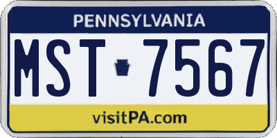 PA license plate MST7567