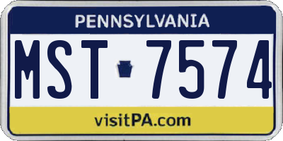 PA license plate MST7574