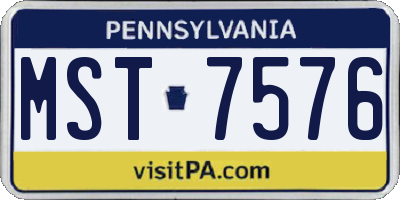 PA license plate MST7576
