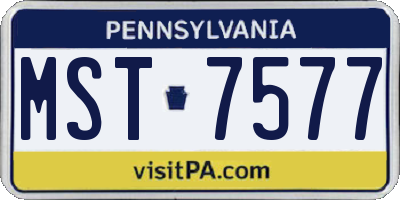 PA license plate MST7577