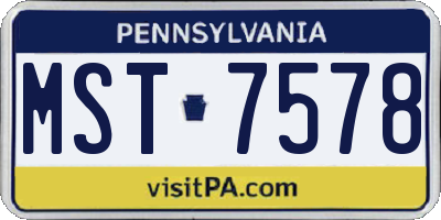 PA license plate MST7578
