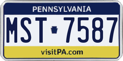 PA license plate MST7587