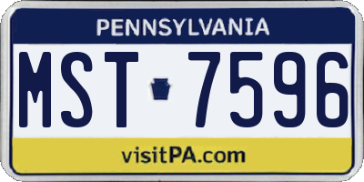 PA license plate MST7596
