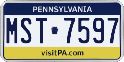 PA license plate MST7597