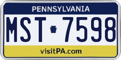 PA license plate MST7598