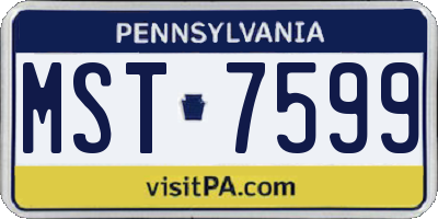 PA license plate MST7599