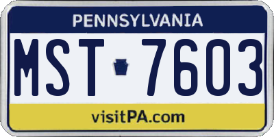 PA license plate MST7603