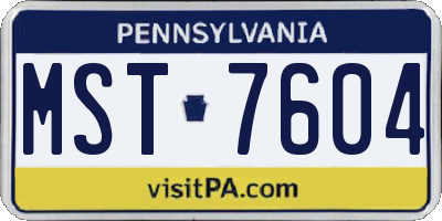 PA license plate MST7604