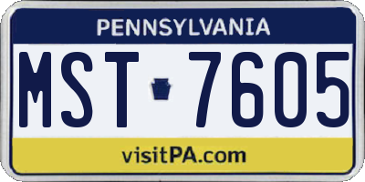 PA license plate MST7605