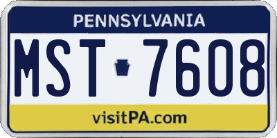 PA license plate MST7608