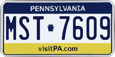 PA license plate MST7609