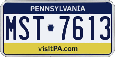 PA license plate MST7613