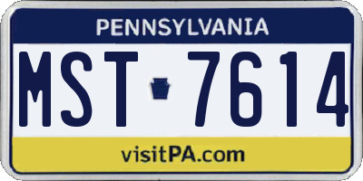 PA license plate MST7614