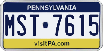 PA license plate MST7615