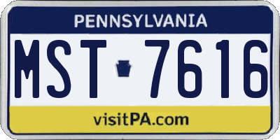 PA license plate MST7616