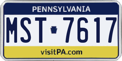 PA license plate MST7617