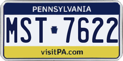 PA license plate MST7622