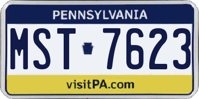 PA license plate MST7623