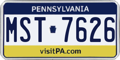 PA license plate MST7626