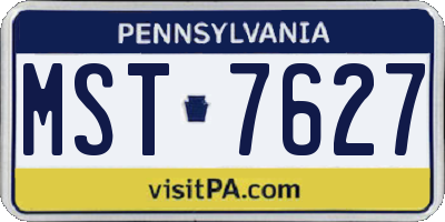 PA license plate MST7627