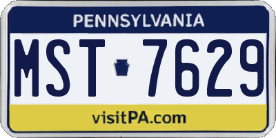 PA license plate MST7629