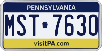 PA license plate MST7630