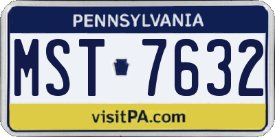 PA license plate MST7632