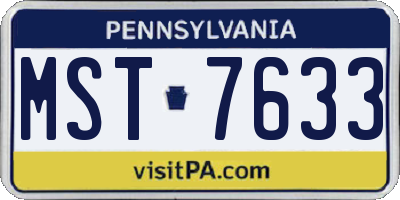 PA license plate MST7633