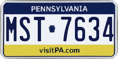 PA license plate MST7634