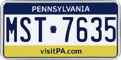 PA license plate MST7635